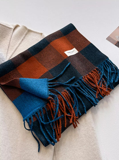 Plaid Fringe Scarf