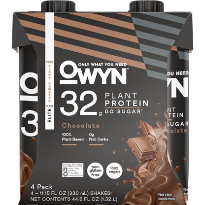 Only What You Need Chocolate Elite Plant-Based Protein Drink (Pack of 3-4, 11.15oz)