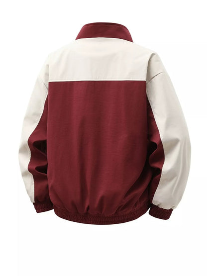 Men's Plus Size Color Block Casual Bomber Jacket