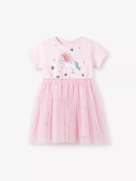 Children's Unicorn Short Sleeve Tulle Dress