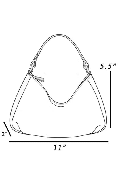 Fame Glossy Faux Leather Rivet Trim Shoulder Bag