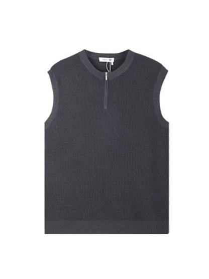 Men's Plus Size Knitted Zip-Up Tank