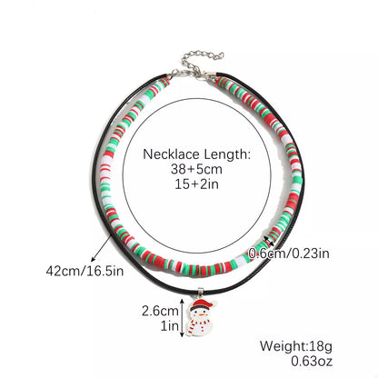 PU Leather Cord Necklace with Christmas Santa Pendant