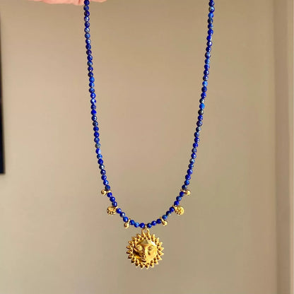 14K Gold-Plated Bead Sun Pendant Necklace