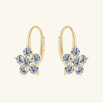 1.2 Carat 925 Sterling Silver Moissanite Flower Huggie Earrings