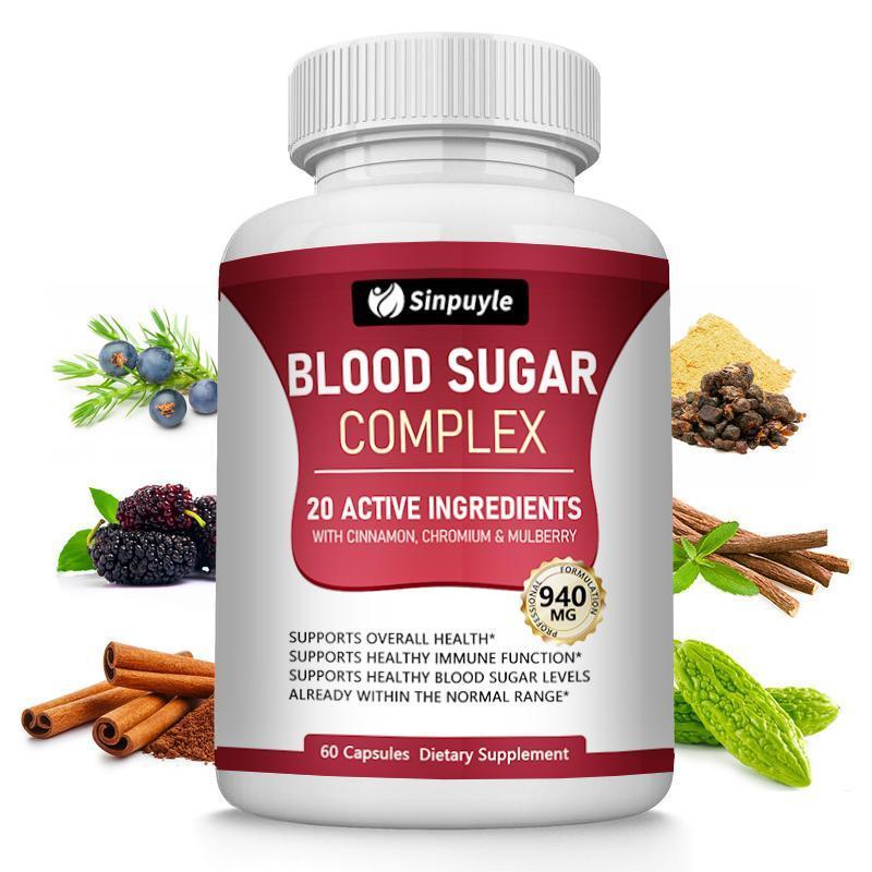 Blood Sugar Complex With Cinnamon, Chromium And Mulberry - 20 Active Ingredients, 60 Capsules - Supports Healthy Blood Sugar Levels