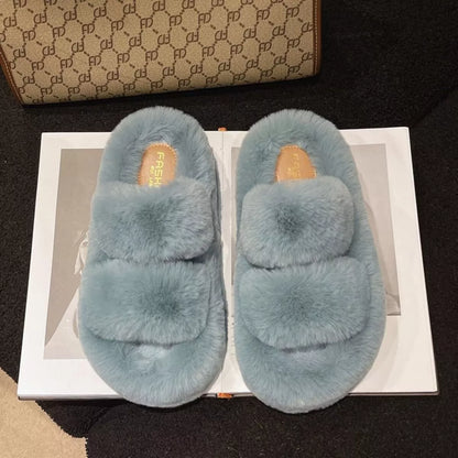 Fuzzy Open Toe Slippers