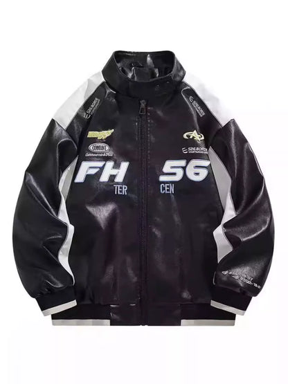 Men's Plus Size Zip Up Contrast Long Sleeve Jacket