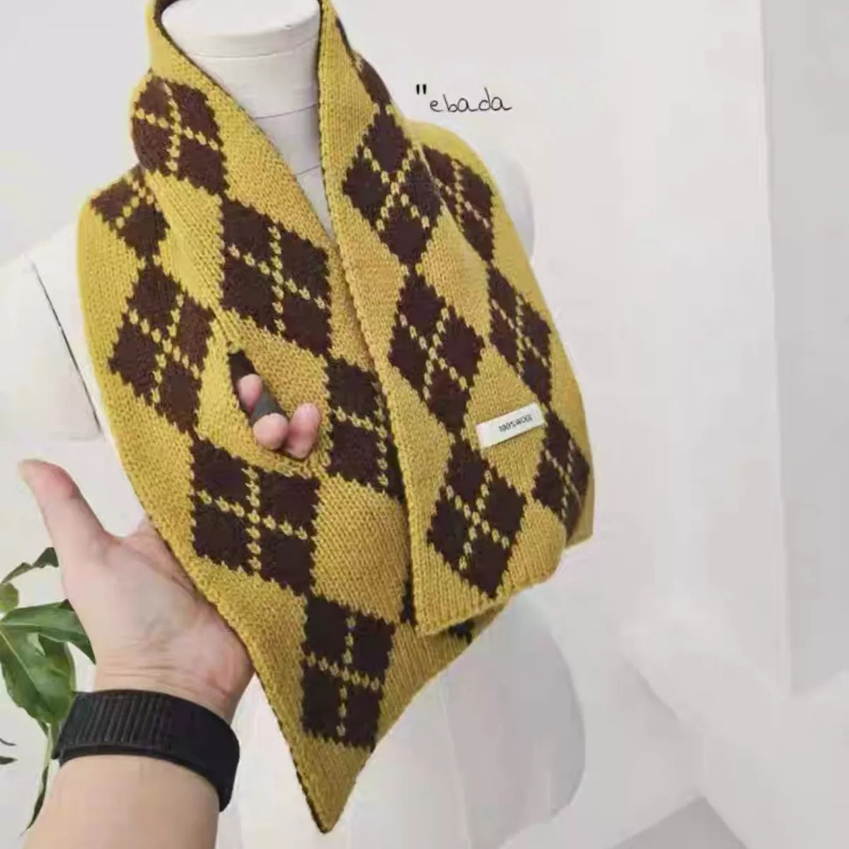 Argyle Pattern Warm Winter Scarf