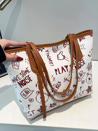 Graffiti Print Casual Tote Bag