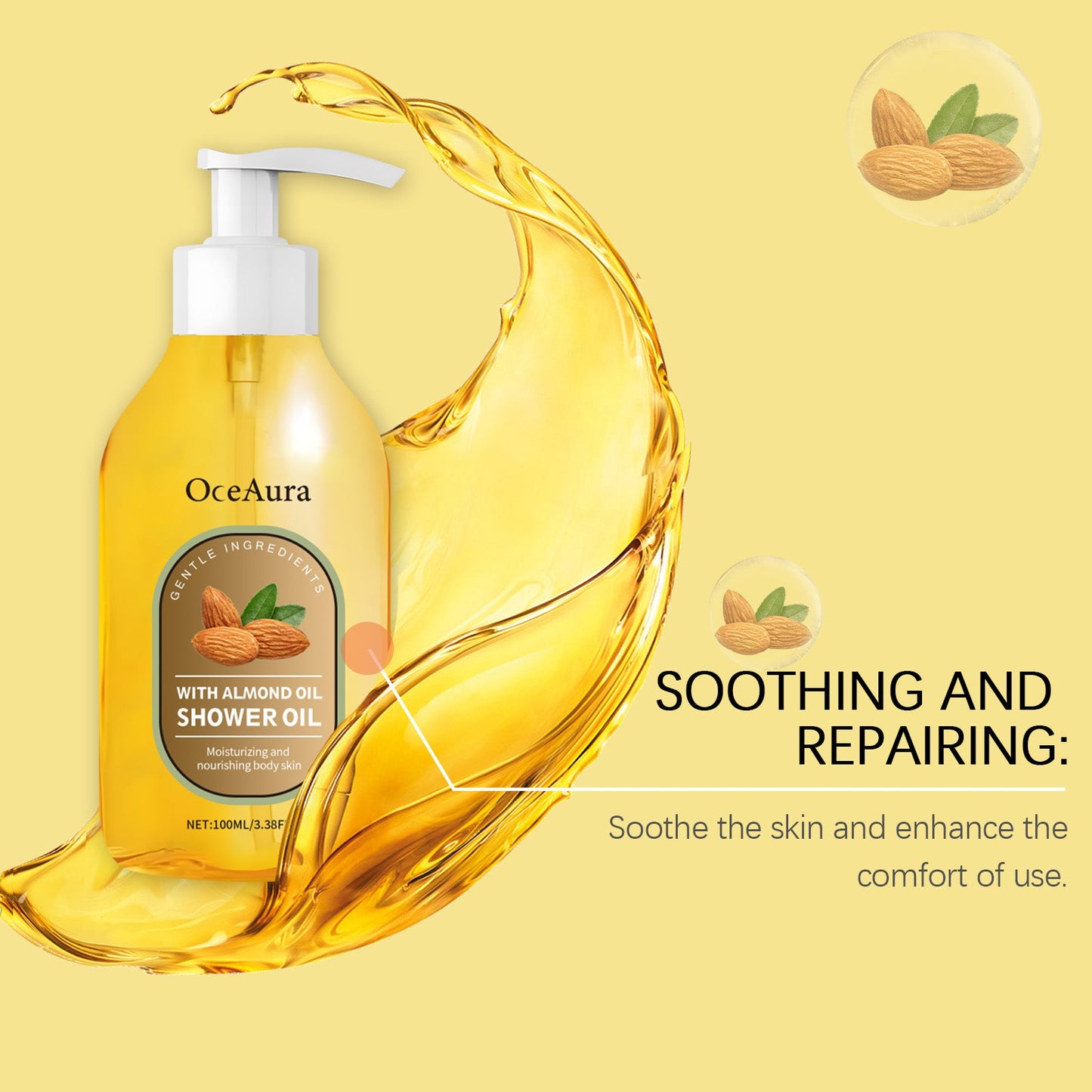 OceAura Coconut Oil Bath Oil, Gently Cleanses Body Skin Moisturizing, Smooth And Nourishing Skin Bath Oil