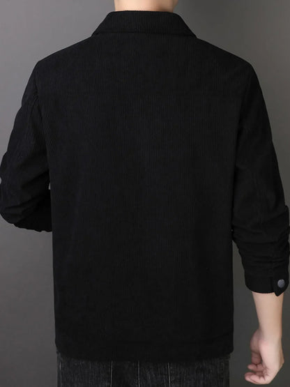 Men's Plus Size Casual Corduroy Button-Down Jacket