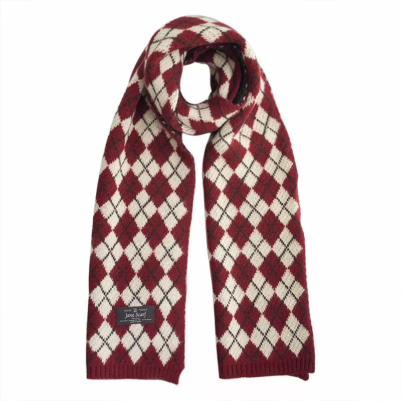 Argyle Knitted Winter Scarf