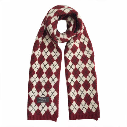 Argyle Knitted Winter Scarf