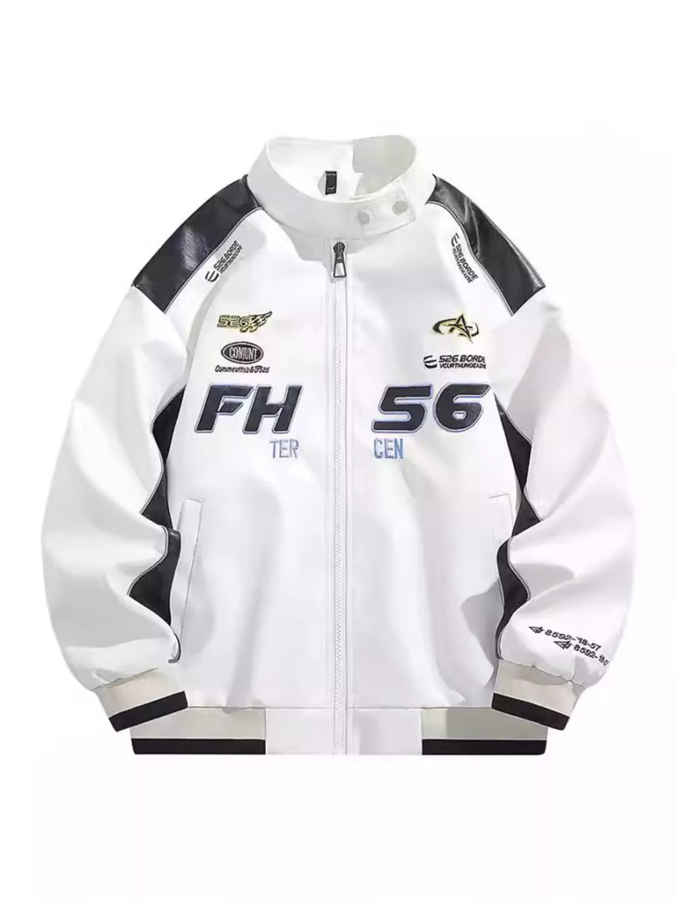 Men's Plus Size Zip Up Contrast Long Sleeve Jacket