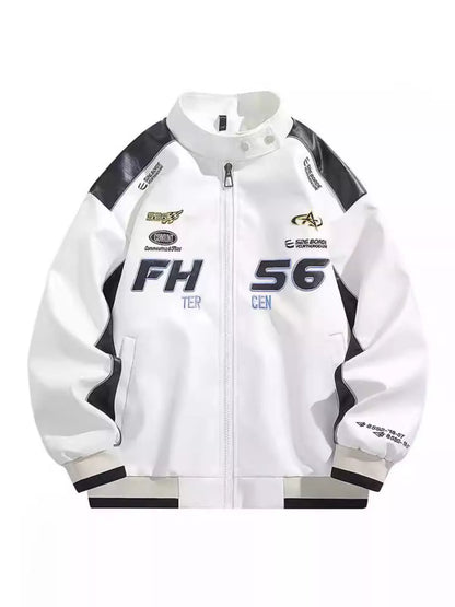 Men's Plus Size Zip Up Contrast Long Sleeve Jacket