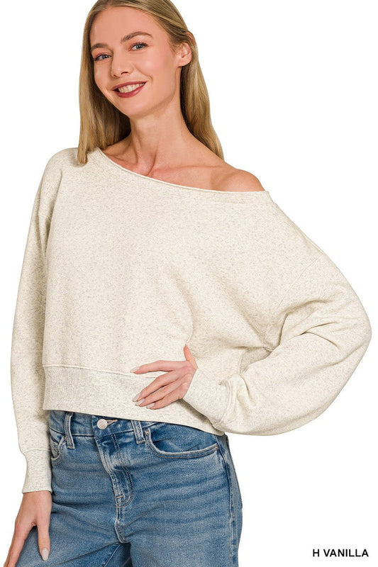 Zenana Fleece Boat-neck Sweatshirt
