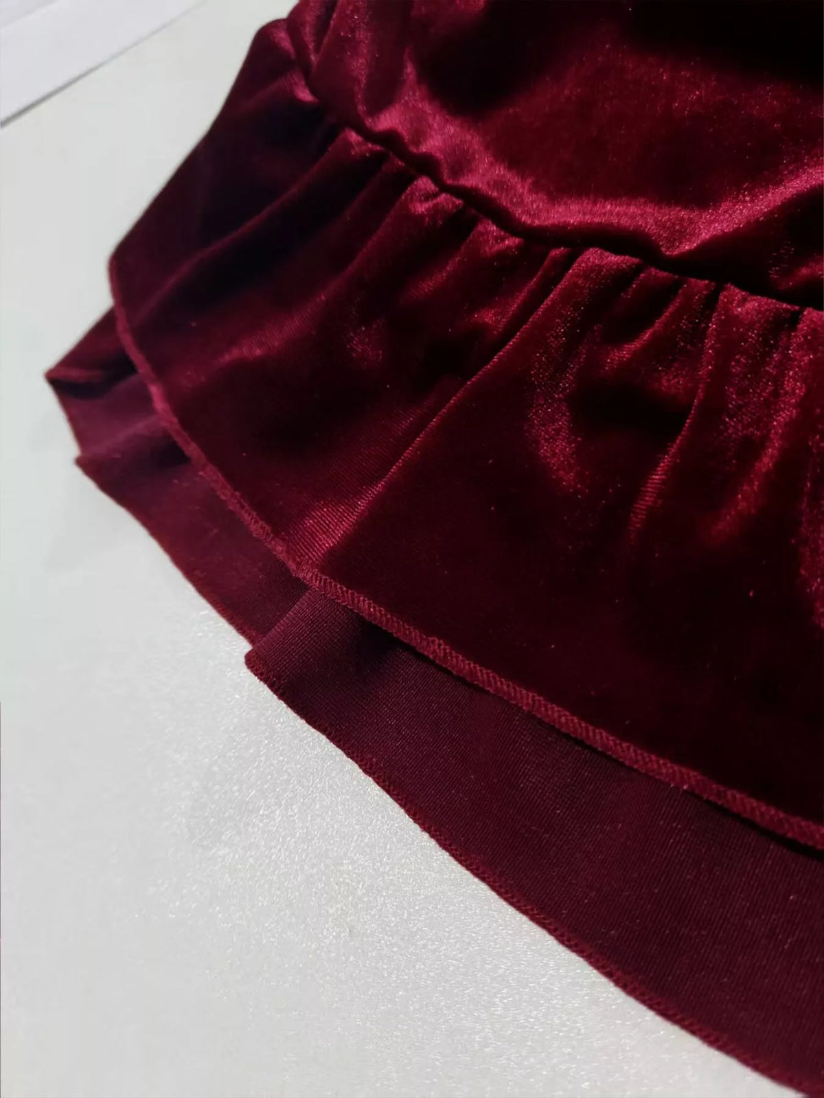Plus Size Ruffled Velvet Elastic Waist Skirt