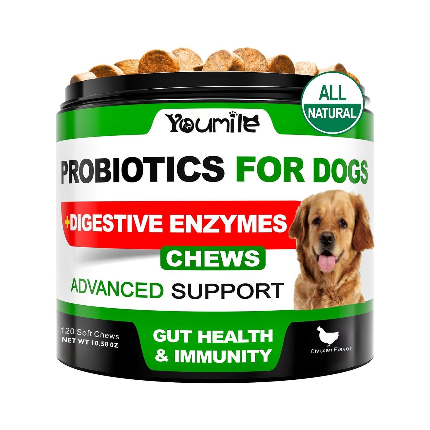 Youmile Hip & Joint Health Supplement For Dogs 120 Chews, Glucosamine Chondroitin MSM Dog Chews With Hyaluronic Acid, Liver Flavored Bone & Joint Support Supplement, For All Breeds