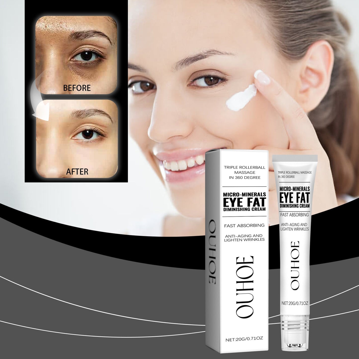 OUHOE Micro-Minerals Eye Fat Diminishing Cream, Eye To Butter Cream Moisturizing Anti-Wrinkle Bust Firming Moisturizing Eye Creams