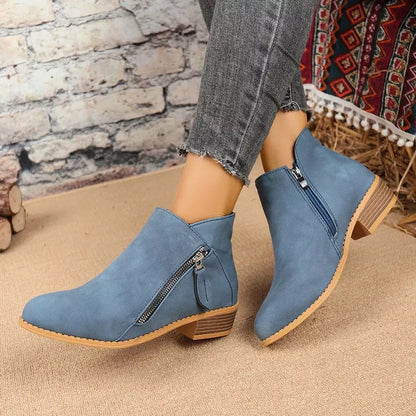 Point Toe Block Heels Boots