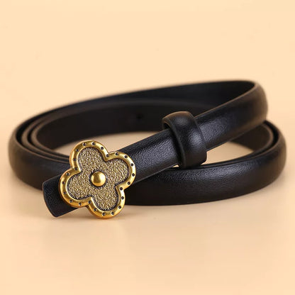 Clover Buckle Leather Belt