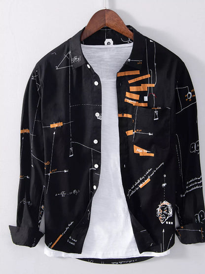 Men's Plus Size Casual Printed Long Sleeve Shirt