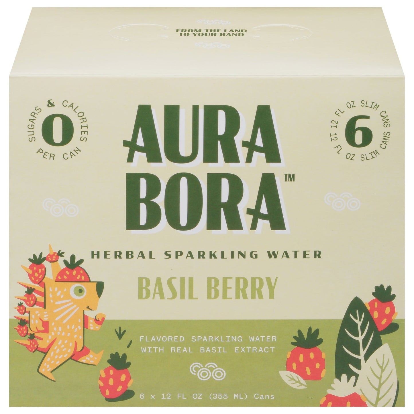 Aura Bora Basil Berry Sparkling Water, 12 Fl Oz Cans, Pack of 4 (24 Cans Total)