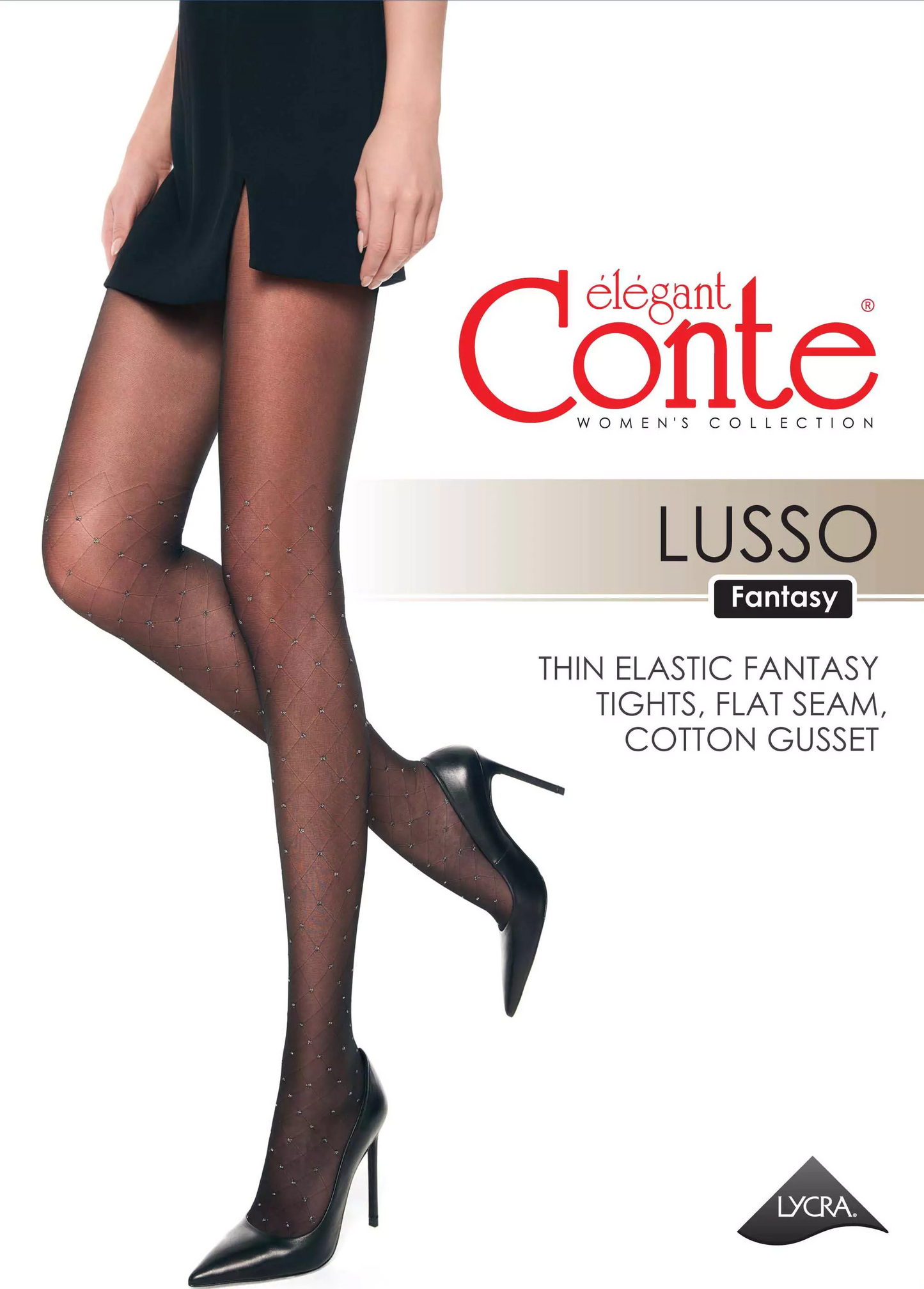 Conte Lusso 20 Den - Fantasy Thin Women's Tights with diamond pattern & lurex polka dots (20С-92СП)