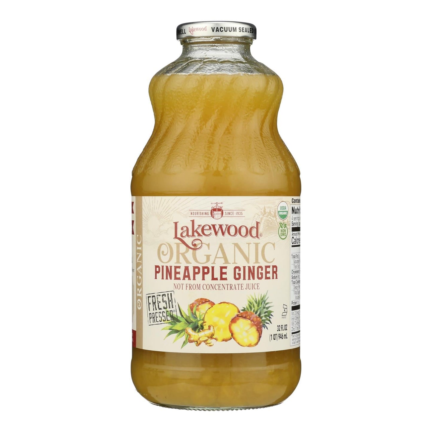 Lakewood Pineapple Ginger Juice (6 x 32 oz ) - Pack of 6