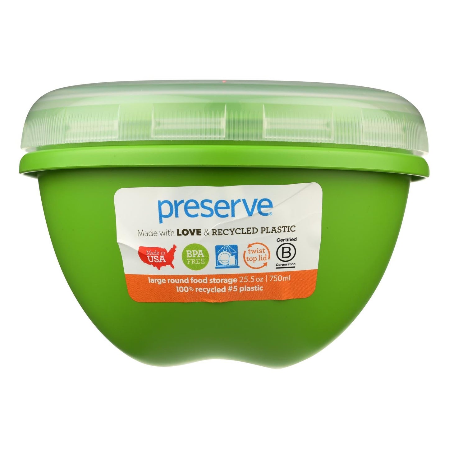 Preserve Large Food Storage Container - 25.5 Oz, Green - BPA-Free & Recycled Plastic