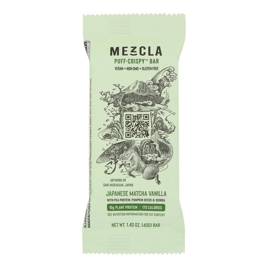 Mezcla Bar: Japanese Matcha Flavor (Pack of 12) - Natural Energy & Focus - 1.4 oz Bars