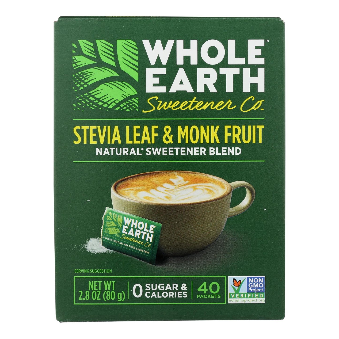 Whole Earth Stevia & Monk Fruit Sweetener Blend, 40 Count (Pack of 12)