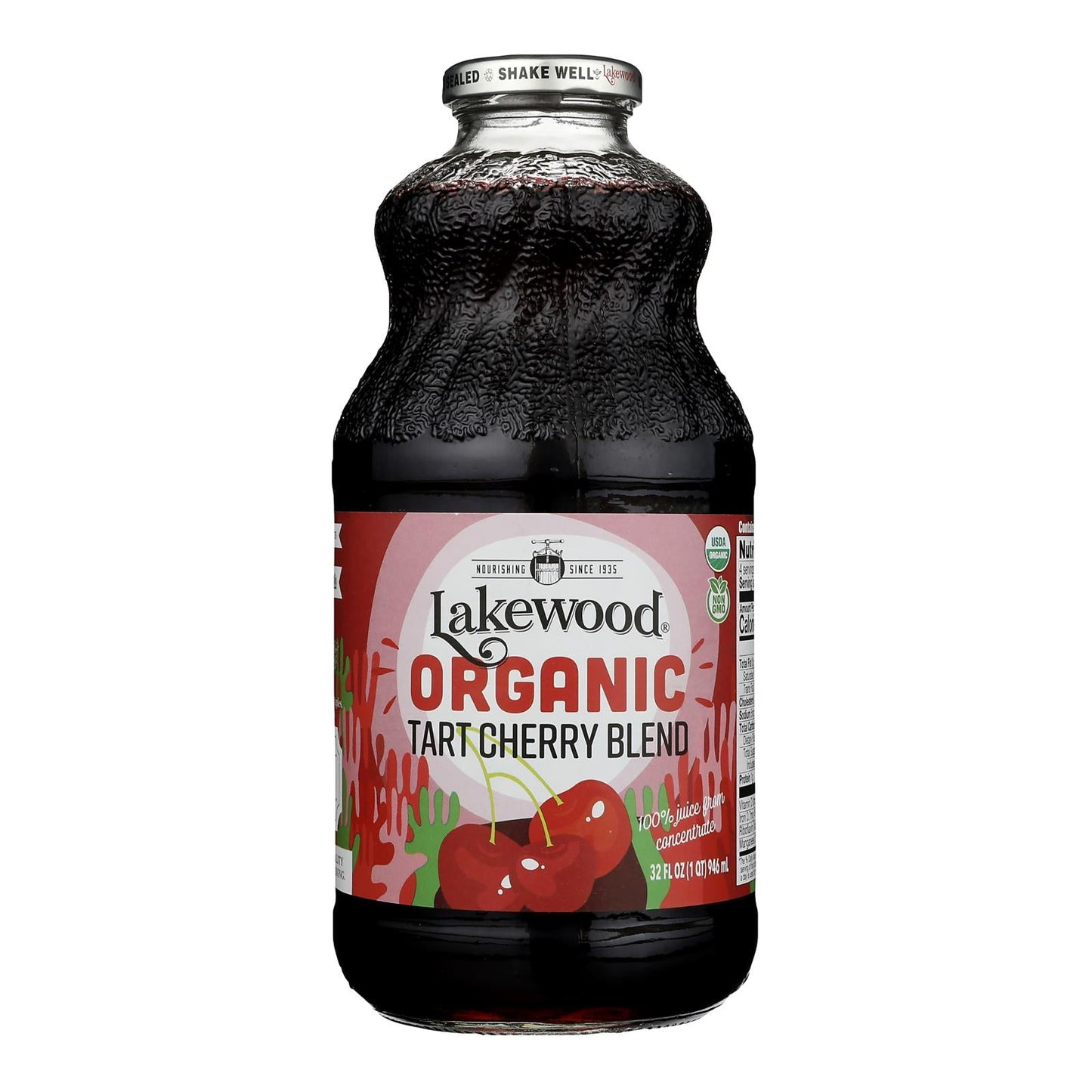 Lakewood Organic Tart Cherry Juice - 32 fl oz Bottles, Pack of 6 - Antioxidant Rich