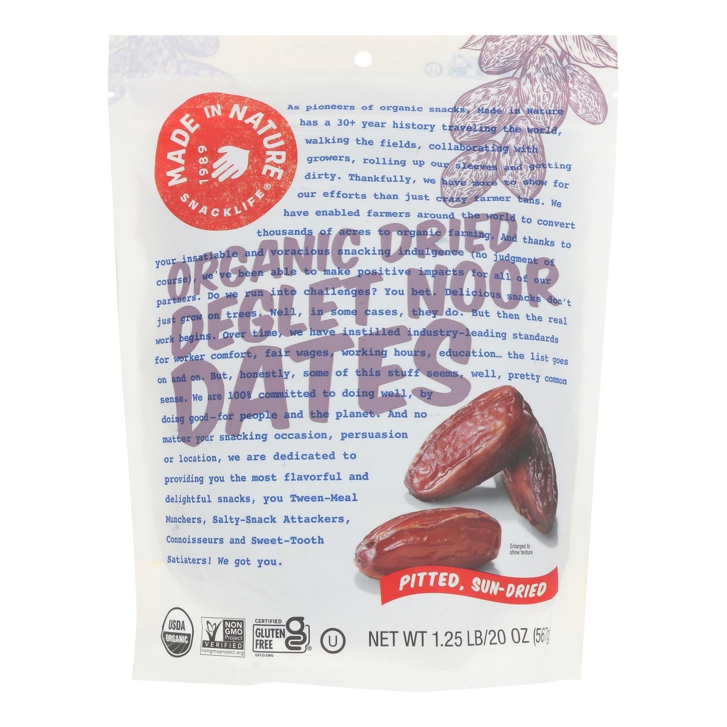Made In Nature Organic Dates, 6-Pack, 20 oz - Simple & Soft Dried Fruit