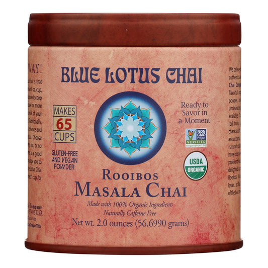 Blue Lotus Masala Chai Organic Rooibos Tea - Pack of 6 - 2 oz