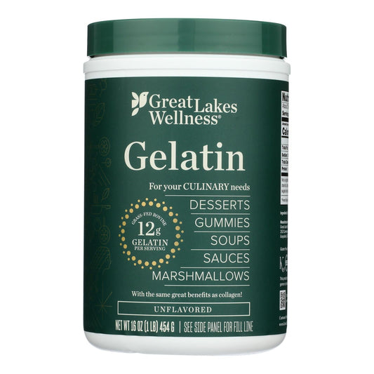 Great Lakes Wellness Culinary Gelatin Unflavored - 1 lb (16 oz) - Versatile Protein Source
