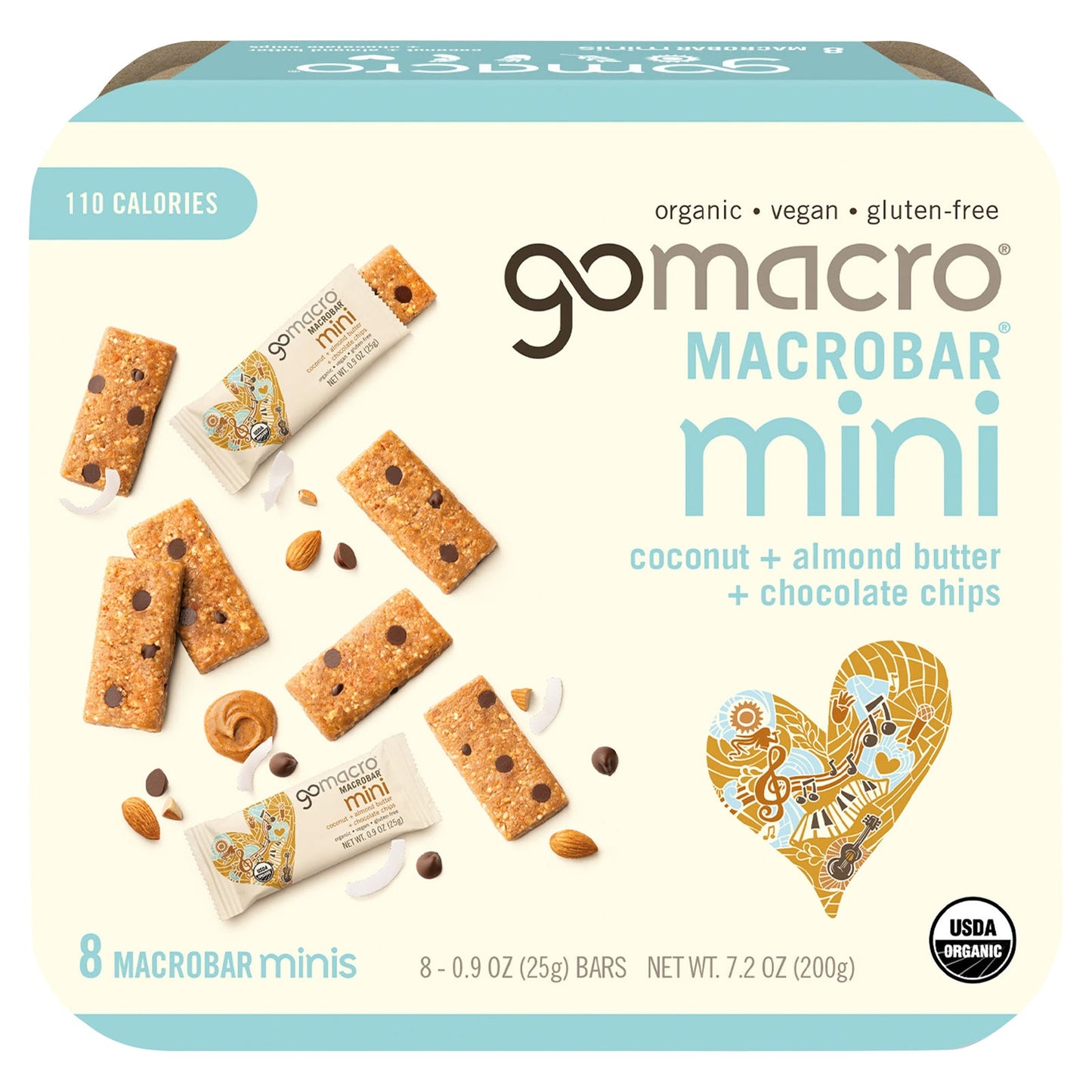 GoMacro Organic Mini Almond Butter Chocolate Chip Bar, 8-Pack (7.2 oz)