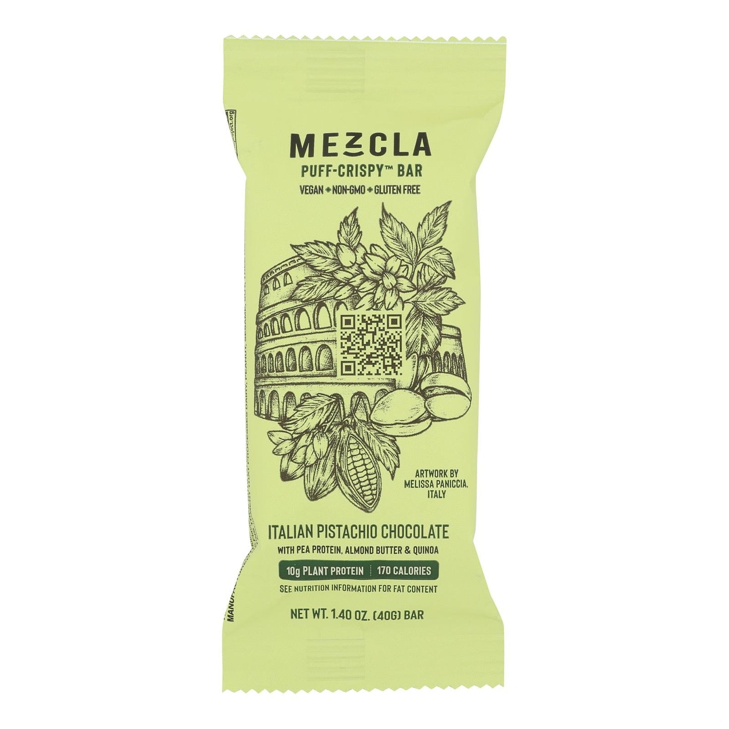 Mezcla Bar Italian Pistachio Chocolate - 1.4 Oz - 12 Count - Energy Bar