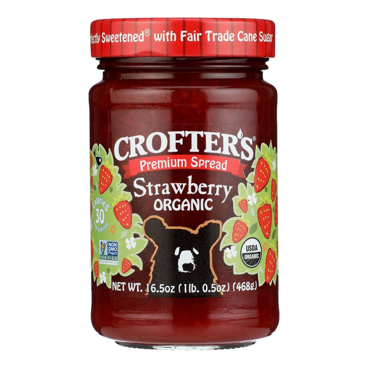 Crofters Organic Strawberry Fruit Spread, Premium Quality, 16.5 Oz - 6 Pack