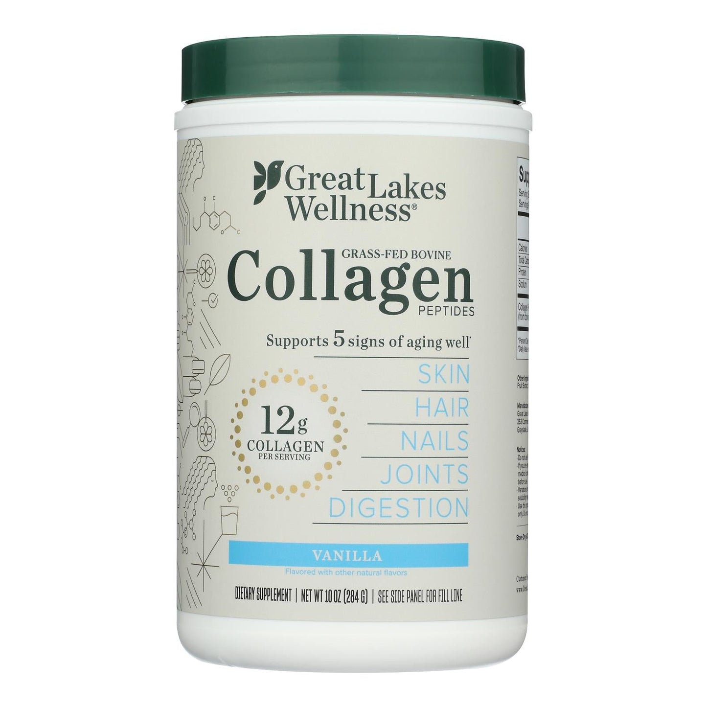 Great Lakes Wellness Vanilla Collagen Peptides - 10 oz - Single Unit