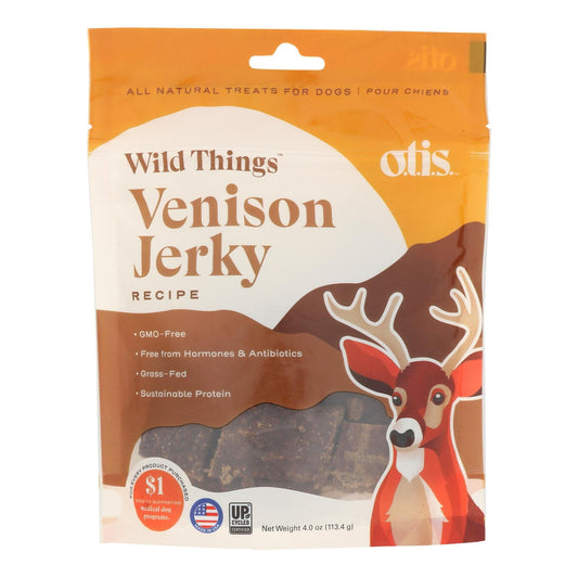 O.t.i.s. Wild Things Venison Jerky Dog Treats, 4 oz Bags, Pack of 6