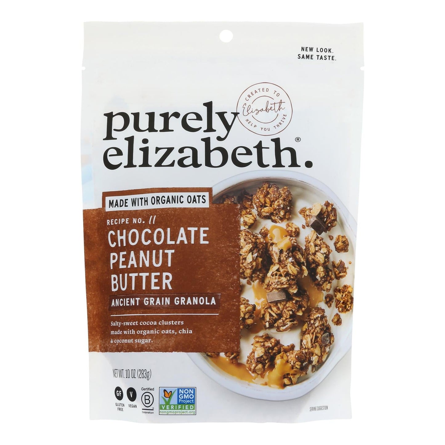 Purely Elizabeth Chocolate Sea Salt Peanut Butter Granola, Pack of 6, 10 oz - Gluten-Free & Organic