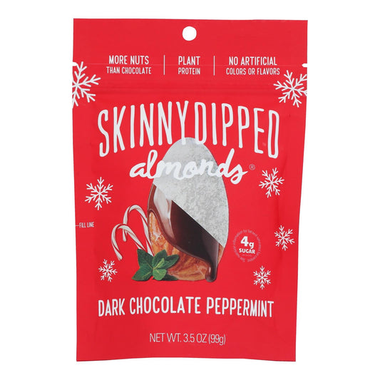 SkinnyDipped Dark Chocolate Peppermint Almonds - 10 x 3.5 Oz Cases - Holiday Treat