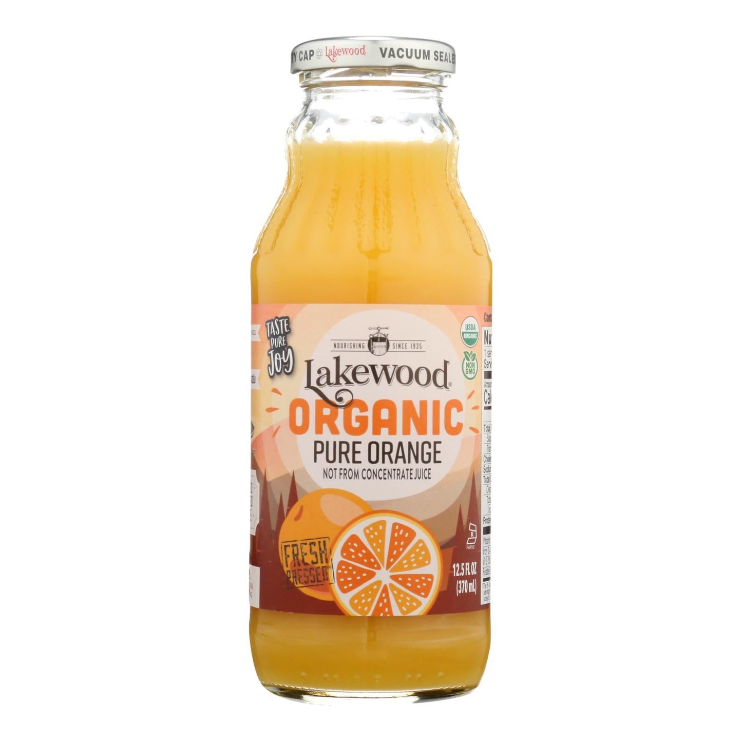 Lakewood Pure Orange Juice, 12.5 fl oz, Pack of 12, Organic