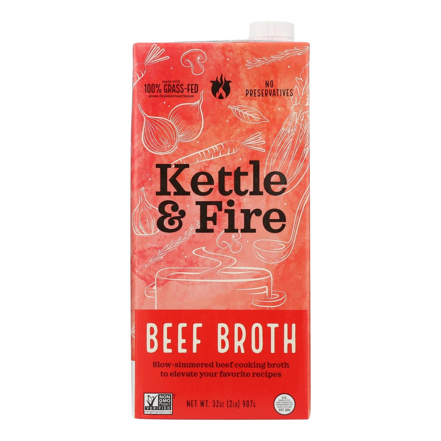 Kettle & Fire Beef Broth - 32 oz - Pack of 8 - Bone Broth