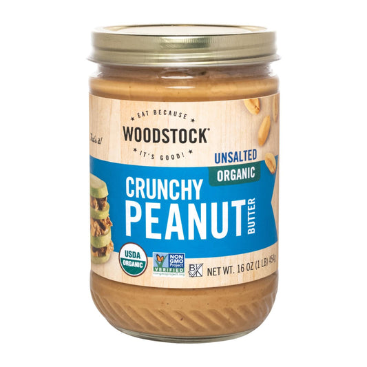 Woodstock Organic Unsalted Crunchy Peanut Butter, 16 Oz , 12 Count Case