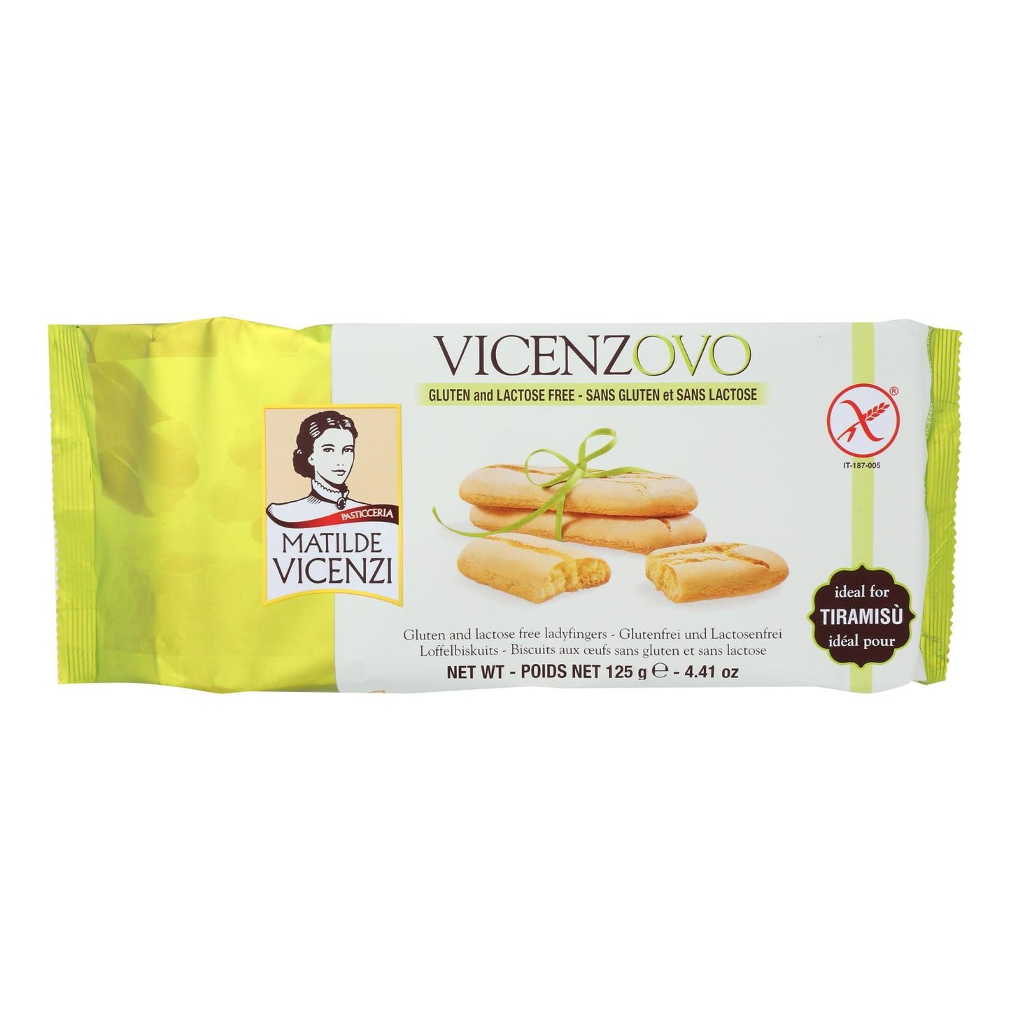 Vicenzi Gluten-Free Ladyfingers Cookies - Pack of 12 (4.41 Oz Each)