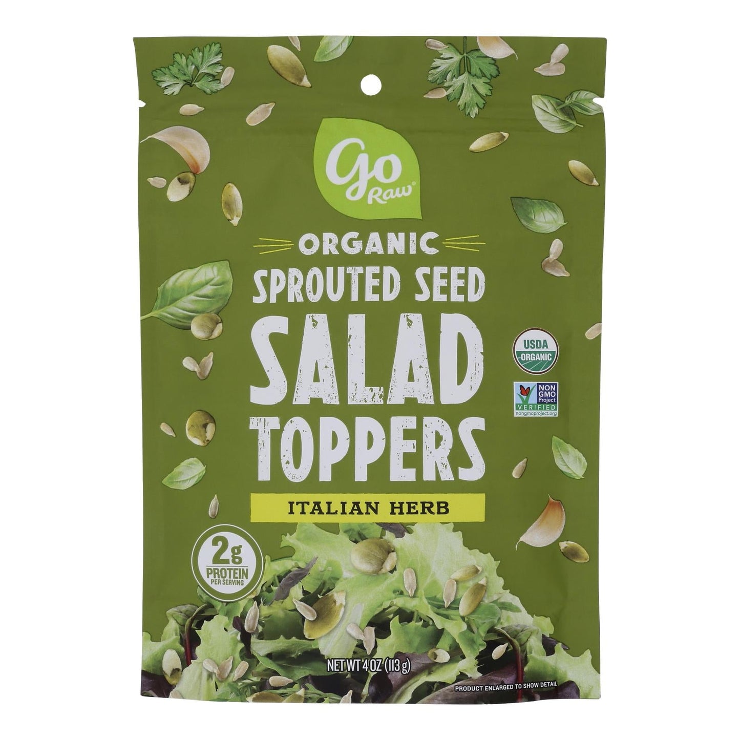Go Raw Sprouted Sunflower Seeds, Italian Herb, 4 oz. Bags, Case of 6
