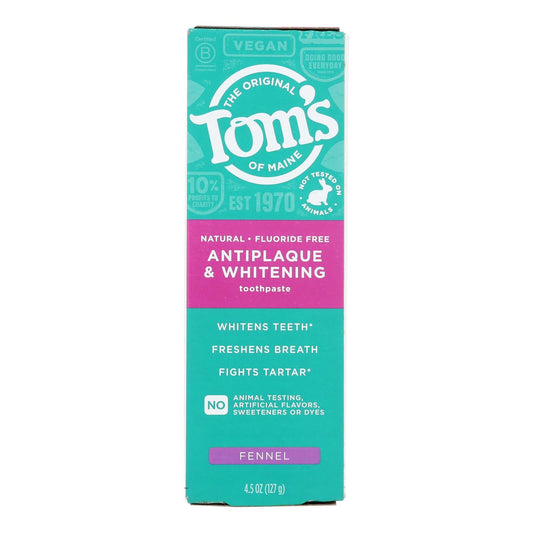 Tom's of Maine Whitening Fluoride Toothpaste, Fennel - 4.5 oz, 6 Pack